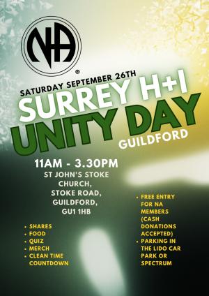 Details of the location and time of the \surrey H and I Unity day