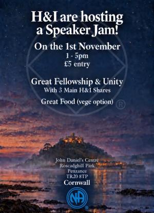 Cornwall Area NA H&I are having a Speaker Jam