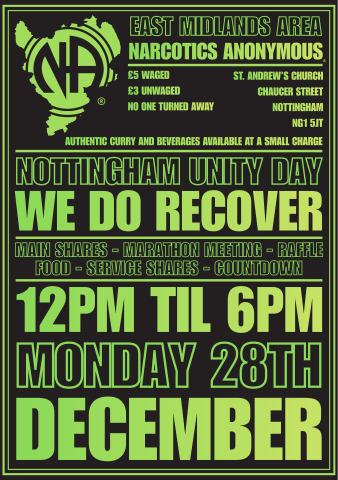 Nottingham Unity Day 2026 - We Do Recover event flyer